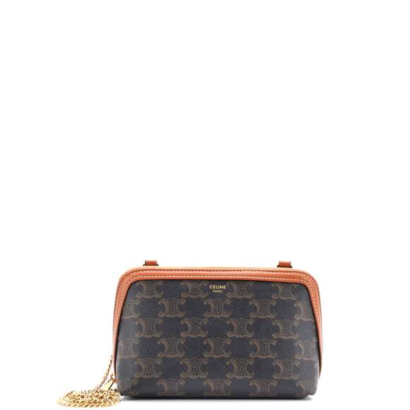 Celine Zip Around Chain Clutch Triomphe #158551C10B - Picture 1 of 7